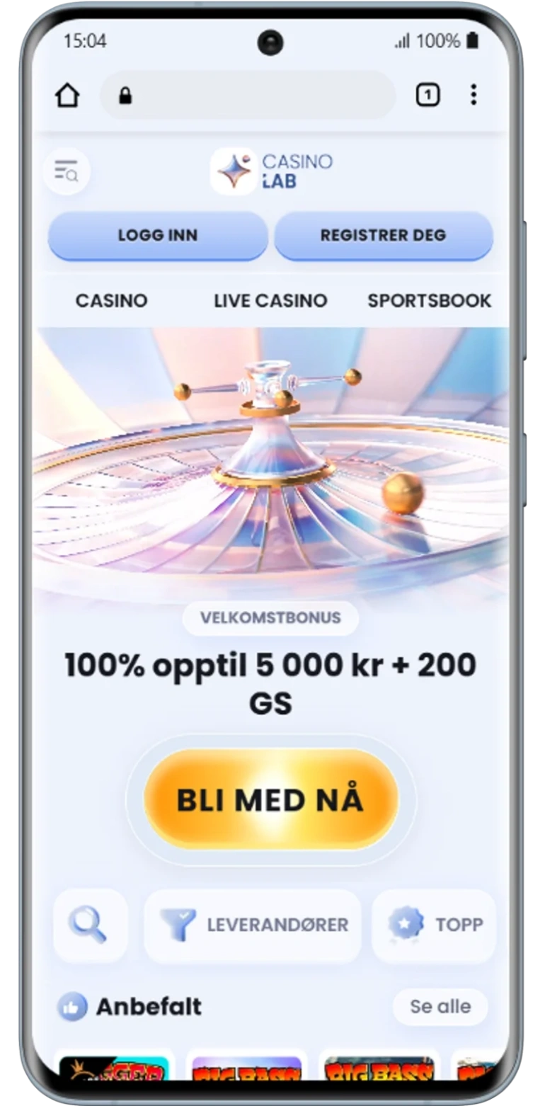 Gå til det offisielle nettstedet til Casino Lab for Android-installasjon